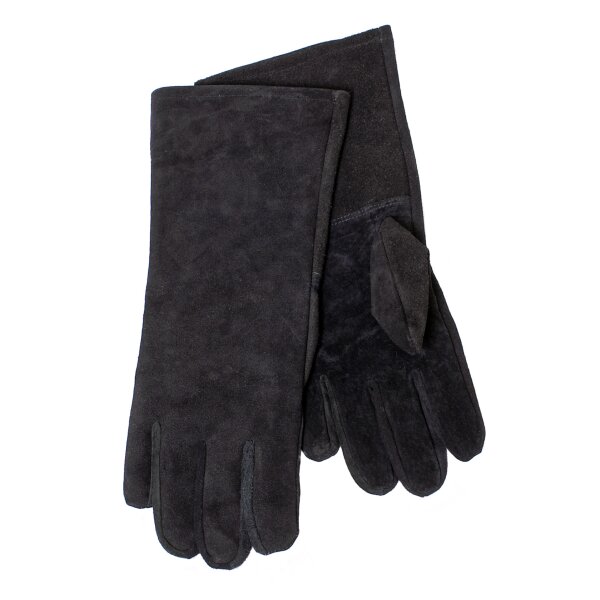Suede gauntlet gloves, black, M