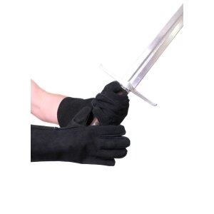 Suede gauntlet gloves, black, M