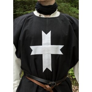 Kreuzritter Wappenrock, Waffenrock schwarz mit weißem Kreuz