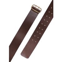 Dark brown leather belt with brass buckle app. 135cm