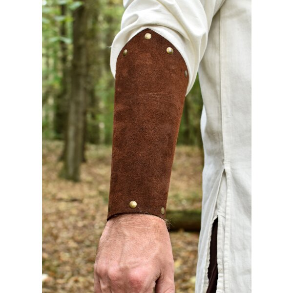 Brown nappa leather arm guards, pair