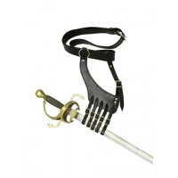 Belt with sword holder, bandelier, black leather