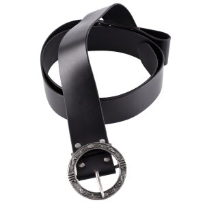 Pirate leather cross belt with round buckle