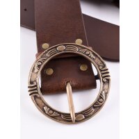 Pirate leather cross belt with round buckle