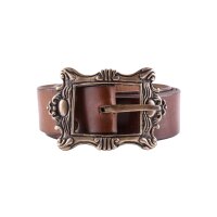Leather pirate belt with brass buckle, black or brown