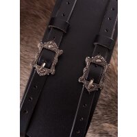 Leather pirate belt with two buckles