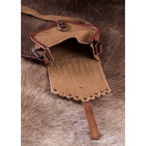 Viking style bag made of leather and canvas