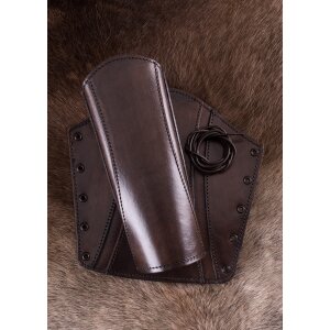 Padded leather arm cuffs, pair