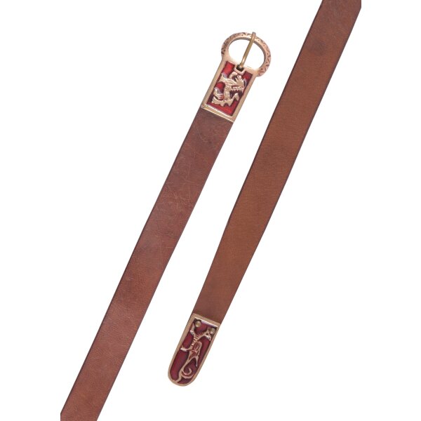 Medieval long belt with griffin and lion motif