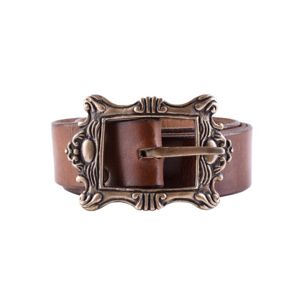 Pirate belt, brown, with antique copper buckle