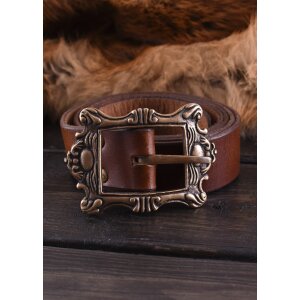 Pirate belt, brown, with antique copper buckle