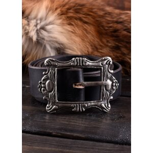 Pirate belt, black, with antique copper buckle