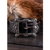 Pirate belt, black, with antique copper buckle