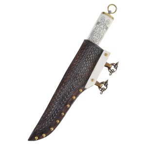 Small Viking Sax, bone handle in Borre style, incl. scabbard
