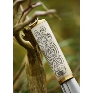 Small Viking Sax, bone handle in Borre style, incl. scabbard