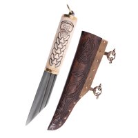 Small Viking Sax, bone handle with Nordic motif, sheath included