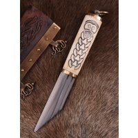 Small Viking Sax, bone handle with Nordic motif, sheath included