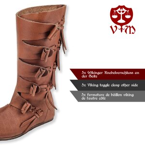 Wikinger Stiefel Jorvik braun mit Gummisohle 38