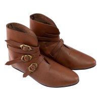 Medieval half boots with buckles brown with rubber sole