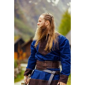 Viking tunic wool "Roland" dark blue L
