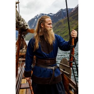Viking tunic wool "Roland" dark blue L