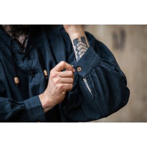 Medieval shirt with lacing "George" blue M