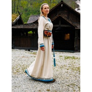 Wikinger Kleid "Lagertha" Natur/Blau L