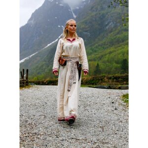 Wikinger Kleid "Lagertha" Natur/Rot