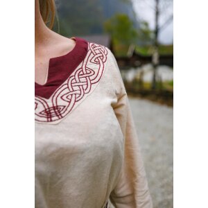 Wikinger Kleid "Lagertha" Natur/Rot XS