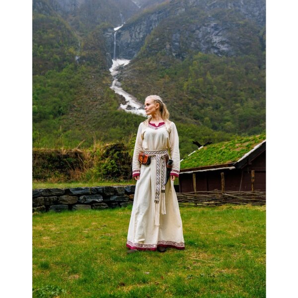 Wikinger Kleid "Lagertha" Natur/Rot M