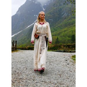 Viking dress "Lagertha" Nature/Red XXXL