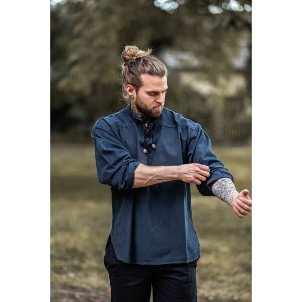 Medieval shirt with lacing "Ansbert" blue