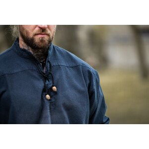 Medieval shirt with lacing "Ansbert" blue S