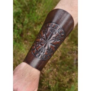 Arm guards brown leather with Vegvisir embossing