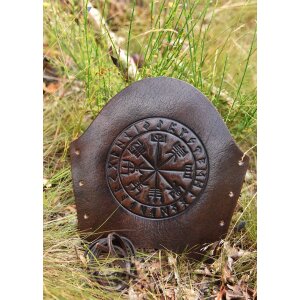 Arm guards brown leather with Vegvisir embossing