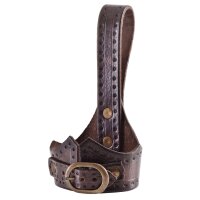 Horn holder for drinking horn dark brown, with buckle, various sizes