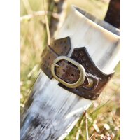 Horn holder for drinking horn dark brown, with buckle, various sizes