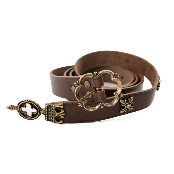 Late medieval belt brown, richly studded - brass