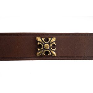 Late medieval belt brown, richly studded - brass