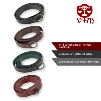 Medieval leather long belt with iron ring, 160 cm, various colors