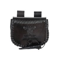 Small belt bag black, made of leather with Thorshammer embossing
