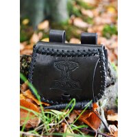 Small belt bag black, made of leather with Thorshammer embossing