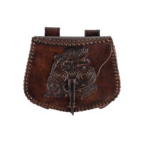 Leather belt bag brown with dragon embossing