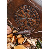 Leather belt bag brown with Vegvisir embossing