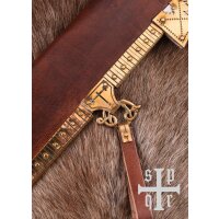 Viking longsax made of damascus steel incl. leather sheath, Birka