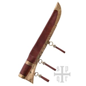 Wikinger-Sax aus Damaststahl mit Holz-/Knochengriff, inkl. Lederscheide