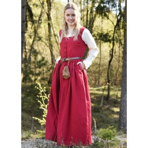 Mittelalterliches Trägerkleid / Überkleid rot "Lene", Gr. S