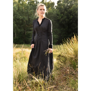 Medieval dress black with velvet details "Meira" size S