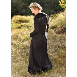 Mittelalterliches Kleid schwarz mit Samt-Details "Meira", Gr. S