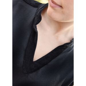Mittelalterliches Kleid schwarz mit Samt-Details "Meira", Gr. XL